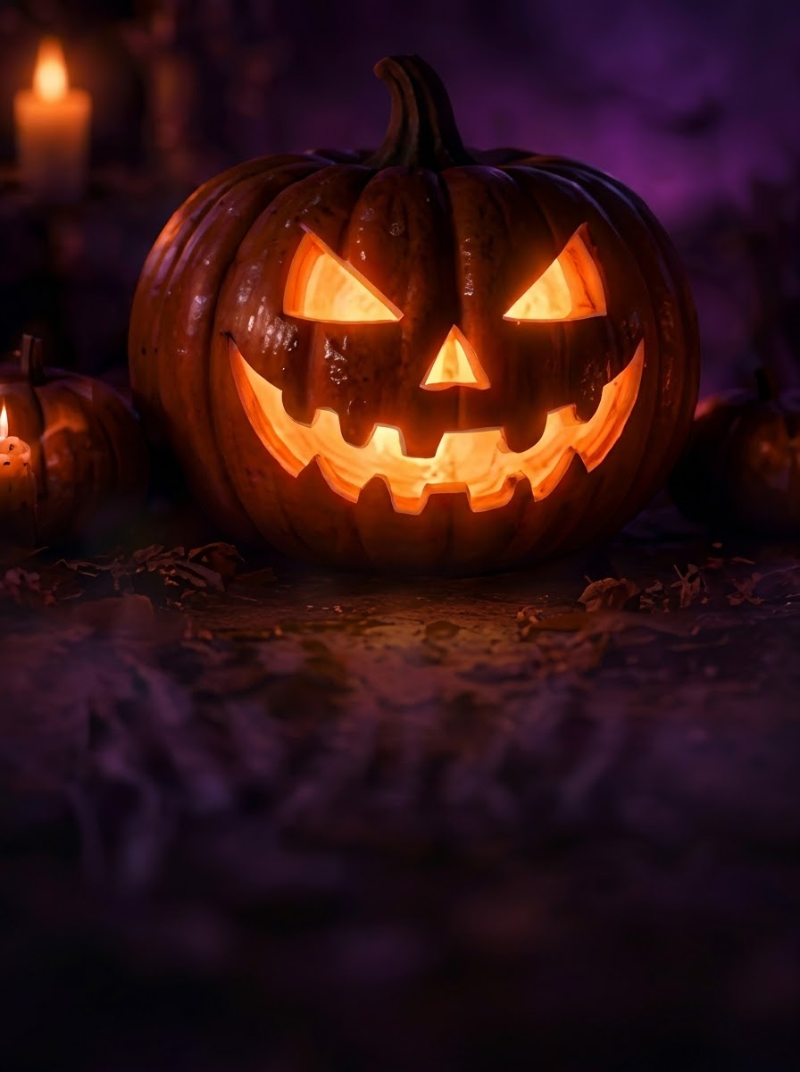 Norma 6: Calma Sepulcral - Calabaza tallada iluminada con velas