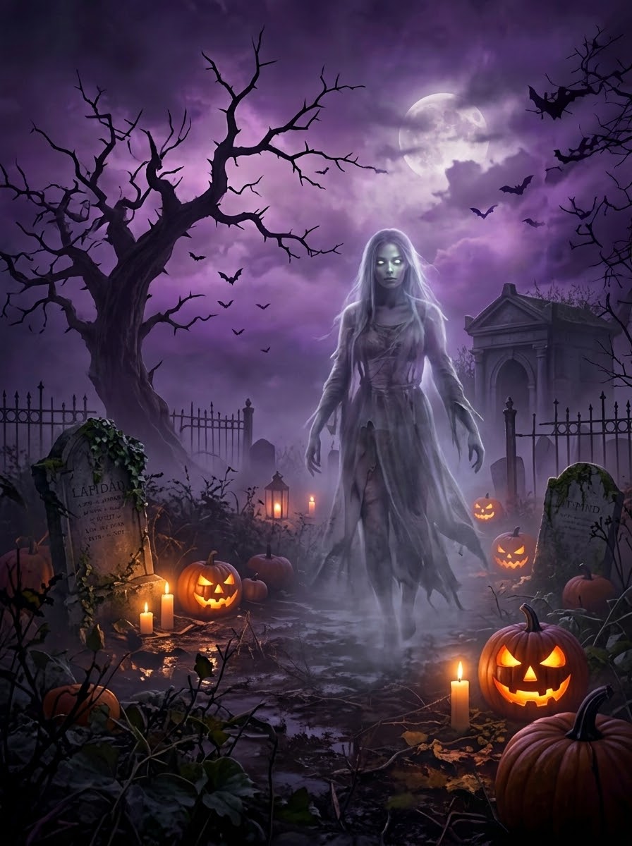 Norma 2: Paso de Zombie - Espectro azul en cementerio nocturno