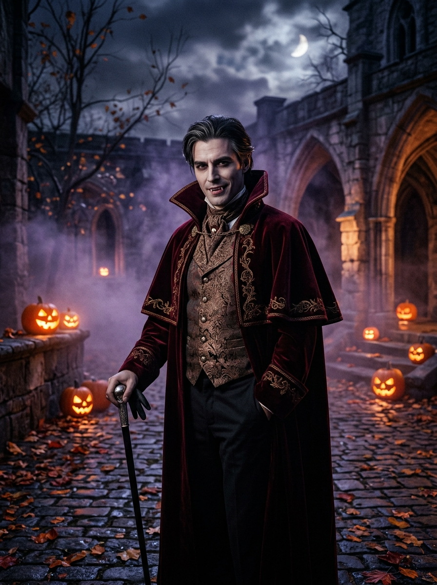 Norma 7: Mordiscos Prohibidos - Vampiro aristocrático elegante en la noche